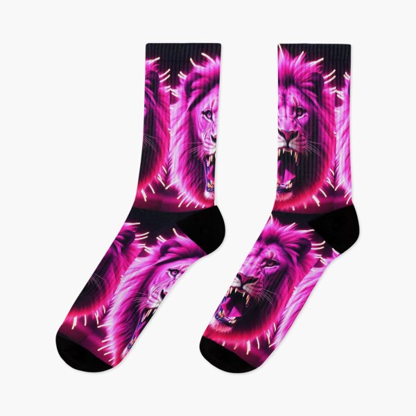 Item preview, Vibrant Pink Neon Lion 7 - Electrifying Glow Art on Redbubble designed and sold by craftyblinders9.