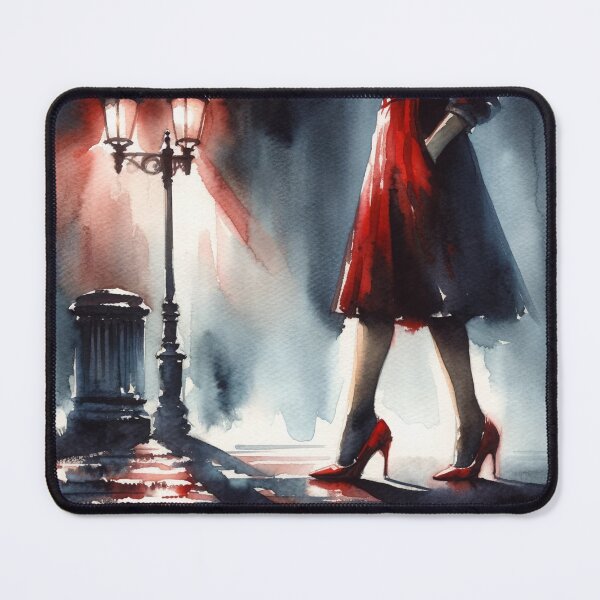Item preview, Noir Vintage Watercolor Woman with red shoes designed and sold by RESToRAPTOR.