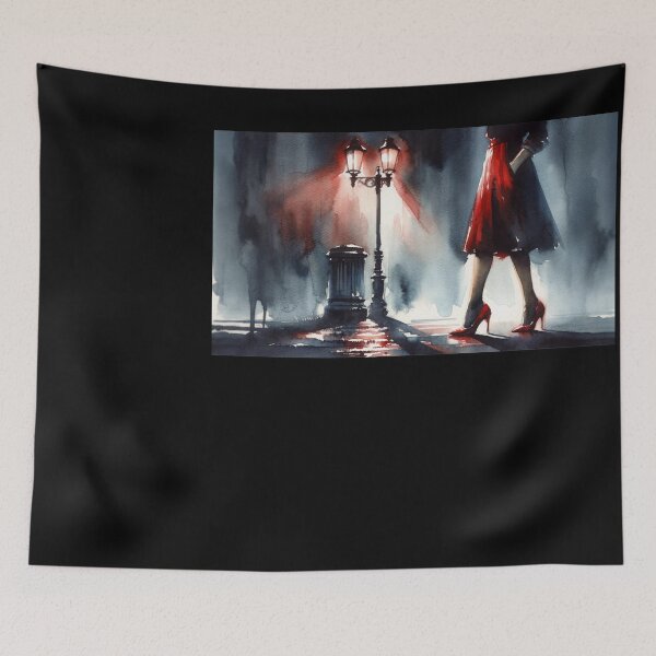 Item preview, Noir Vintage Watercolor Woman with red shoes designed and sold by RESToRAPTOR.