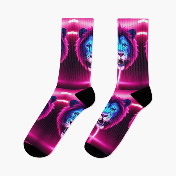 Item preview, Vibrant Pink Neon Lion 8 - Electrifying Glow Art on Redbubble designed and sold by craftyblinders9.