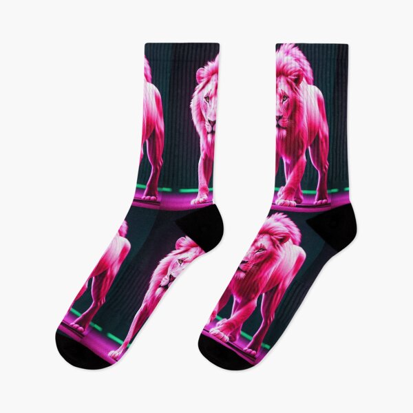 Item preview, Vibrant Pink Neon Lion 9 - Electrifying Glow Art on Redbubble designed and sold by craftyblinders9.