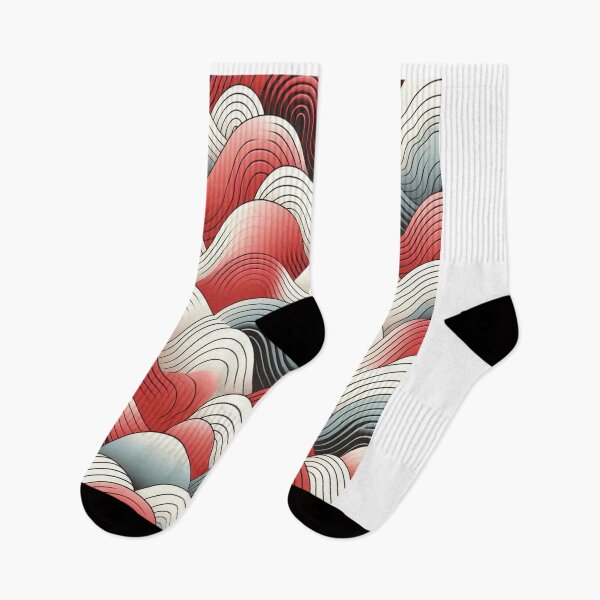 Item preview, Wave Pattern - Red White Green Retro Wave - Curved Line designed and sold by PatternInArt.