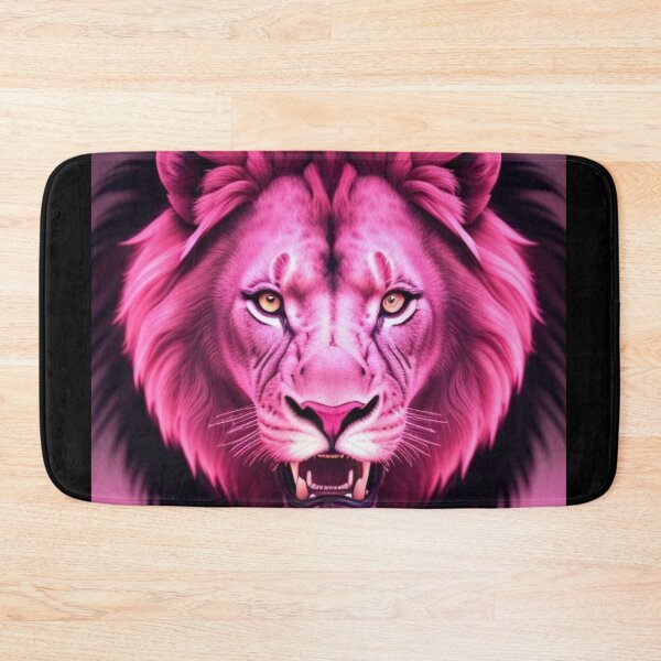 Item preview, Vibrant Pink Neon Lion 10 - Electrifying Glow Art on Redbubble designed and sold by craftyblinders9.