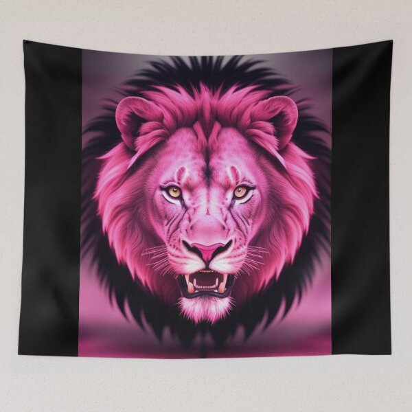 Item preview, Vibrant Pink Neon Lion 10 - Electrifying Glow Art on Redbubble designed and sold by craftyblinders9.