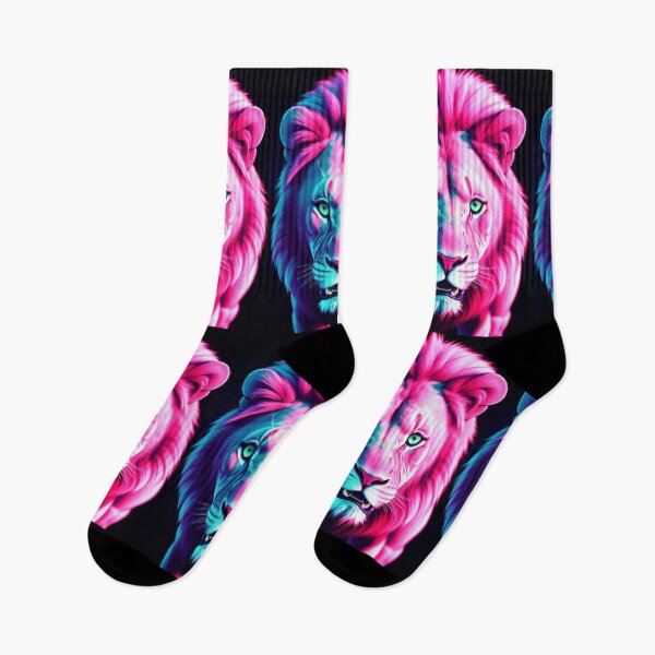 Item preview, Vibrant Pink Neon Lion 11 - Electrifying Glow Art on Redbubble designed and sold by craftyblinders9.