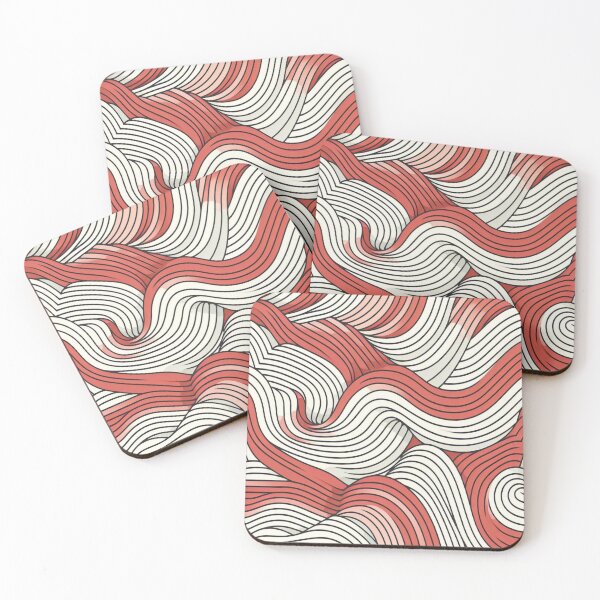 Item preview, Wave Pattern - Red White Retro Wave - Curved Line designed and sold by PatternInArt.