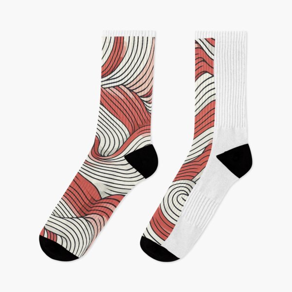 Item preview, Wave Pattern - Red White Retro Wave - Curved Line designed and sold by PatternInArt.