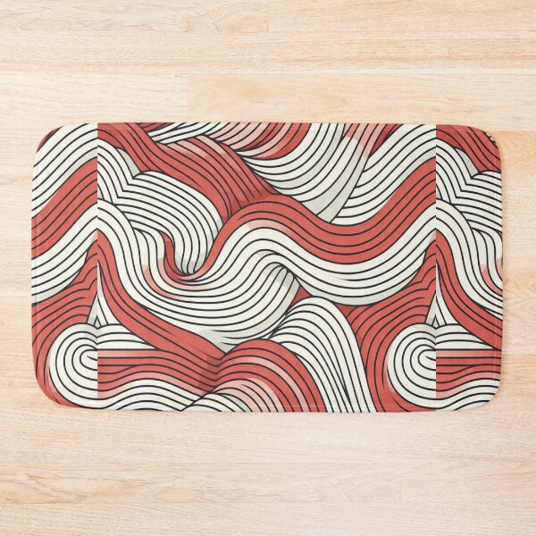 Item preview, Wave Pattern - Red White Retro Wave - Curved Line designed and sold by PatternInArt.