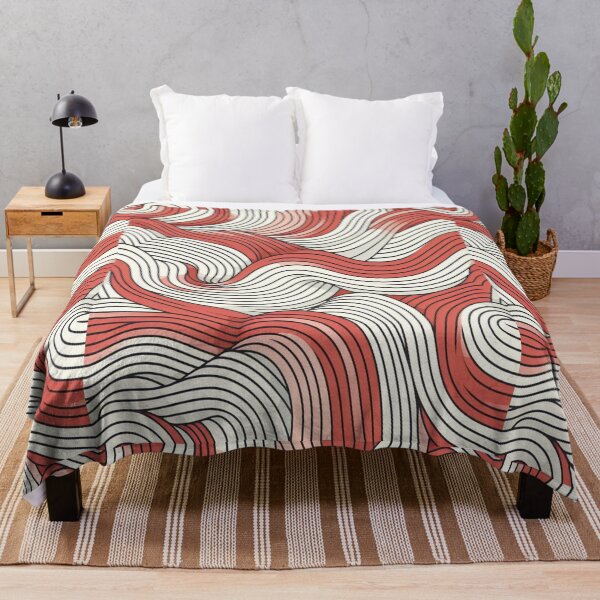 Item preview, Wave Pattern - Red White Retro Wave - Curved Line designed and sold by PatternInArt.