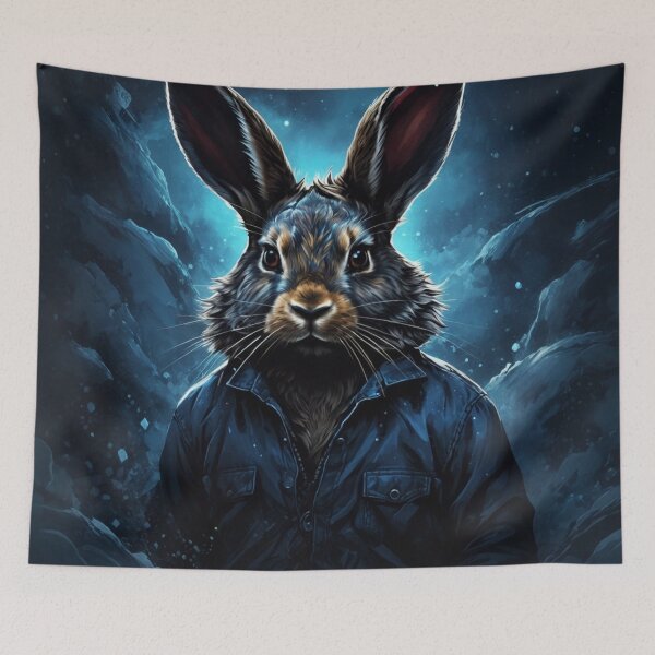 Item preview, stary night blue black rabbit with jacket designed and sold by dimaxstore.