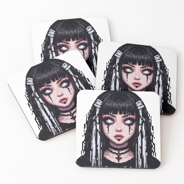 Item preview, Cybergoth girl with white eyes pixelart designed and sold by Luvrr Pixels.