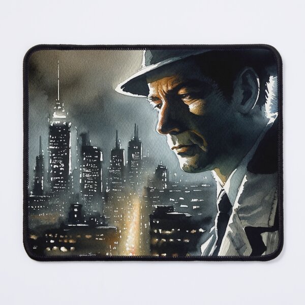 Item preview, Noir Vintage Watercolor Detective and Night Cityscape designed and sold by RESToRAPTOR.