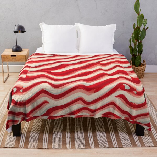 Item preview, Wave Pattern - Cherry Red White Wave - Curved Line designed and sold by PatternInArt.