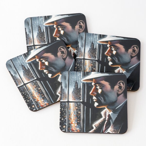 Item preview, Noir Vintage Watercolor Detective Looks Out the Winter Window designed and sold by RESToRAPTOR.