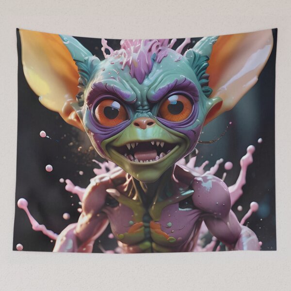 Aperçu de l'œuvre Alien Gremlin Paint Splash Portrait créée et vendue par TheArtOfPat.