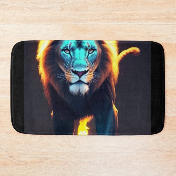 Item preview, Vibrant Neon Lion - Electrifying Glow Art on Redbubble designed and sold by craftyblinders9.
