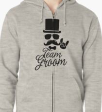 Funny Vintage Team Groom Bachelor Party Wedding Marriage Stag Do Gift Zipped Hoodie