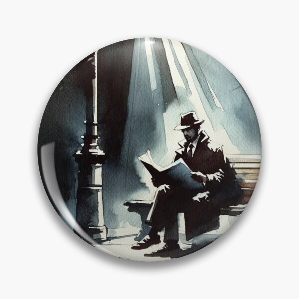 Item preview, Noir Vintage Watercolor Detective Reads the Newspaper designed and sold by RESToRAPTOR.