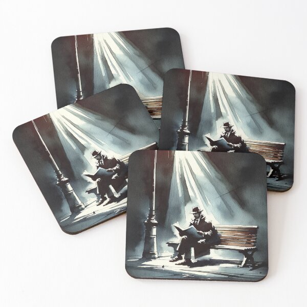 Item preview, Noir Vintage Watercolor Detective Reads the Newspaper designed and sold by RESToRAPTOR.
