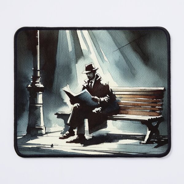 Item preview, Noir Vintage Watercolor Detective Reads the Newspaper designed and sold by RESToRAPTOR.