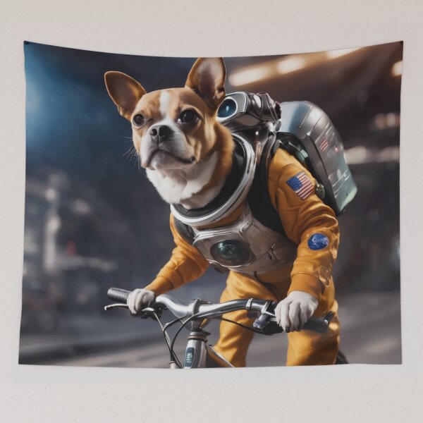 Item preview, Astronaut Dog Riding A Bicycle designed and sold by Bunmigraphics .