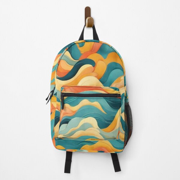Item preview, Wave Pattern - Blue Yellow Retro Wave ; Curved Line designed and sold by PatternInArt.