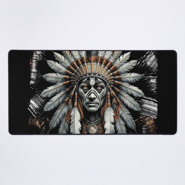 Item preview, American Indian. Feather headdress. Crown of an American Indian chief. Face tattoo. Retual Indian style designed and sold by MagelliShop.
