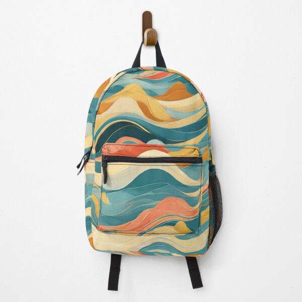 Item preview, Wave Pattern - Blue Yellow White Retro Wave ; Curved Line designed and sold by PatternInArt.