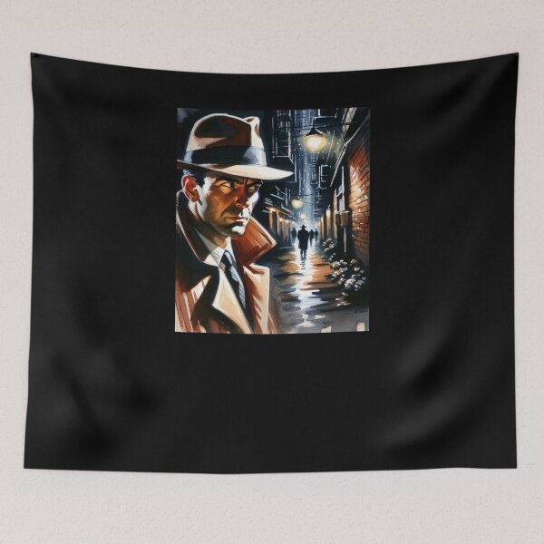 Item preview, Noir Vintage Watercolor Detective Tracks Down a Criminal designed and sold by RESToRAPTOR.