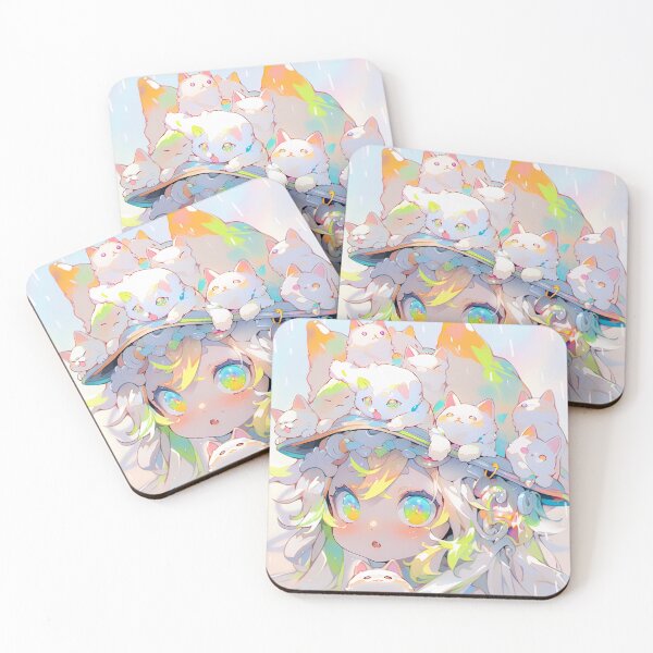 Item preview, Whimsical Pastel Neko Anime Girl designed and sold by bubblegoth.