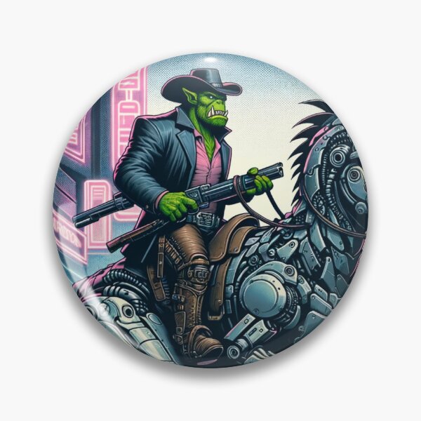 Item preview, Orc Bounty Hunter riding a robot dinosaur designed and sold by dystopiatoday.