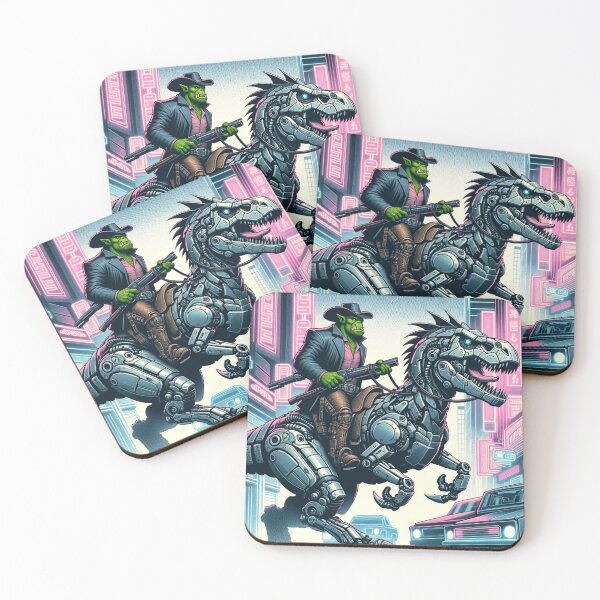 Item preview, Orc Bounty Hunter riding a robot dinosaur designed and sold by dystopiatoday.