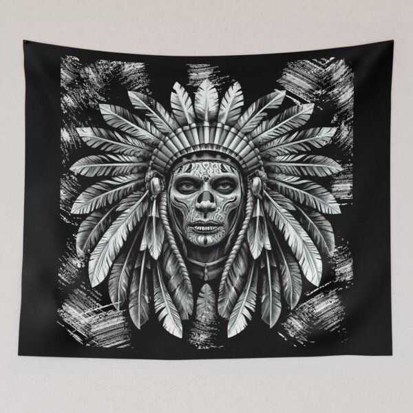 Item preview, American Indian. Feather headdress. Crown of an American Indian chief. Face tattoo. Retual Indian style designed and sold by MagelliShop.
