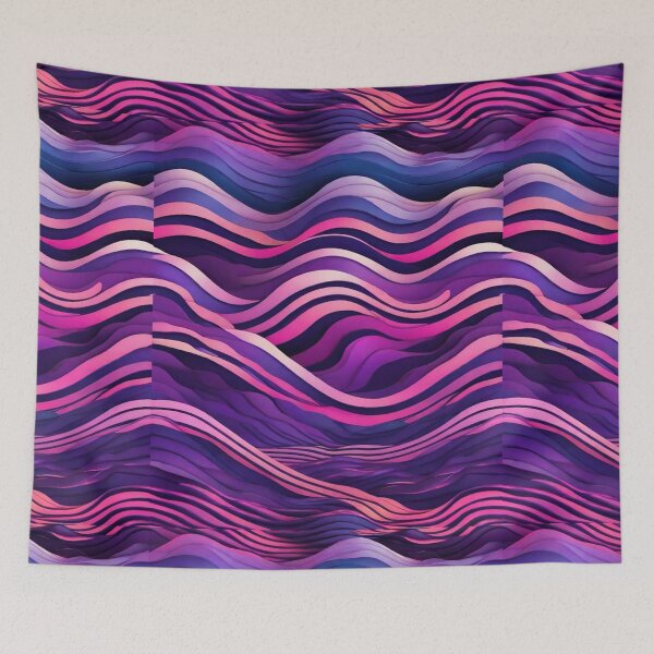 Item preview,  Wave Pattern -  Violet and Purple Retro Wave ; Curved Line designed and sold by PatternInArt.