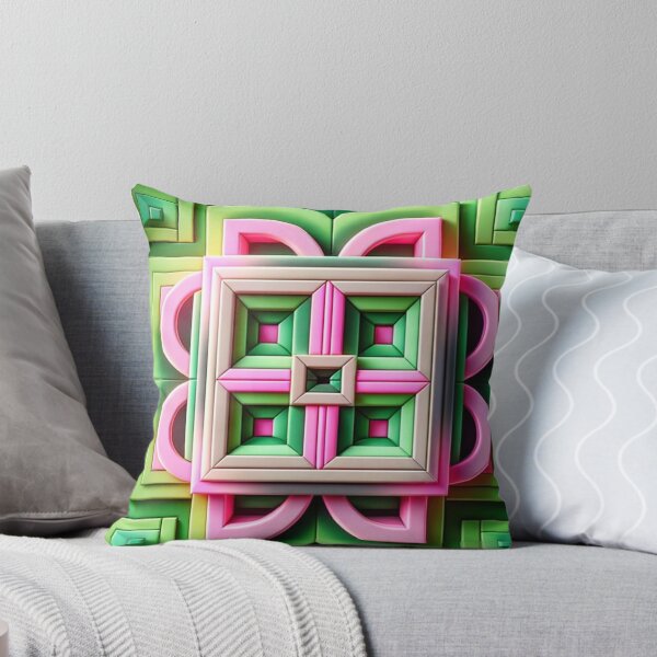 Item preview,   Futuristic Geometric In Neon Green, Green Blush Pink And Pink Artwork designed and sold by mymagicstoreus.