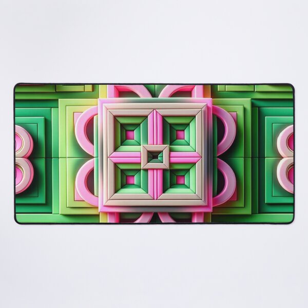 Item preview,   Futuristic Geometric In Neon Green, Green Blush Pink And Pink Artwork designed and sold by mymagicstoreus.