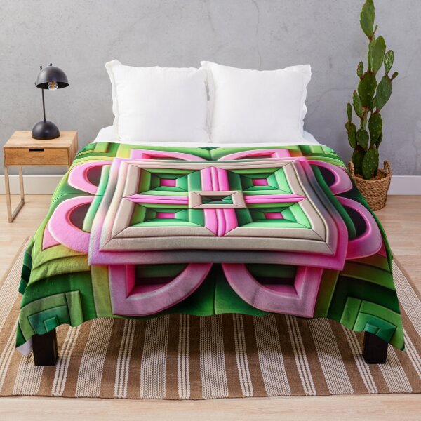 Item preview,   Futuristic Geometric In Neon Green, Green Blush Pink And Pink Artwork designed and sold by mymagicstoreus.