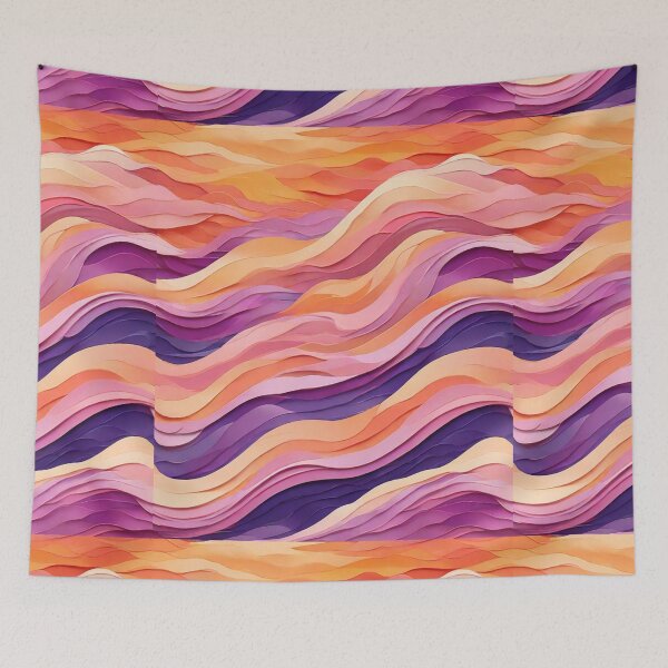 Item preview, Wave Pattern -  Violet Orange Purple Retro Wave ; Curved Line designed and sold by PatternInArt.