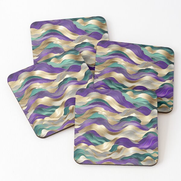 Item preview,  Wave Pattern -  Green Cream Purple Retro Wave ; Curved Line designed and sold by PatternInArt.