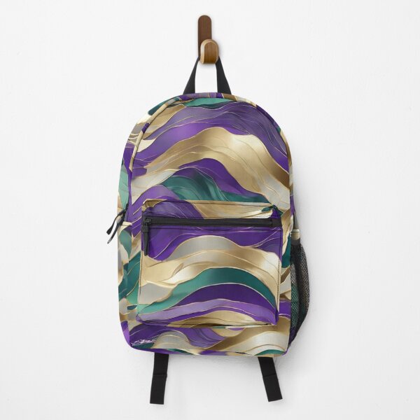 Item preview, Wave Pattern - Green Cream Purple Retro Wave ; Curved Line designed and sold by PatternInArt.