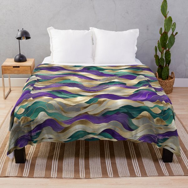 Item preview,  Wave Pattern -  Green Cream Purple Retro Wave ; Curved Line designed and sold by PatternInArt.