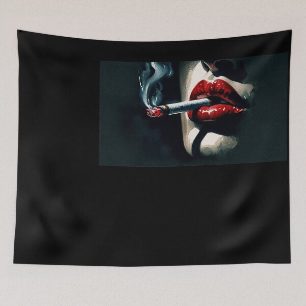 Item preview, Noir Vintage Watercolor Mysterious Lips and a Cigarette designed and sold by RESToRAPTOR.
