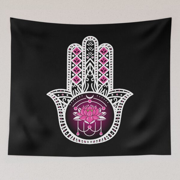 Item preview, Pink Lotus Flower Hamsa Hand designed and sold by hamsasoul.