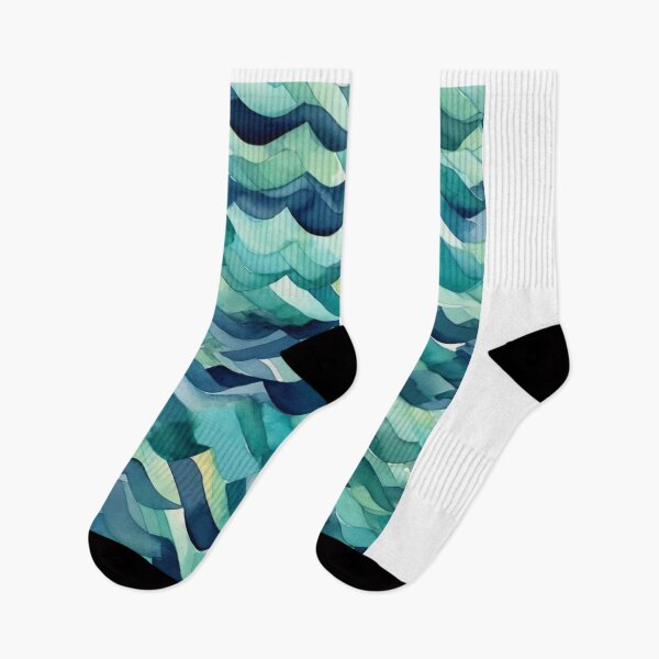 Item preview, Wave Pattern -  Blue Green Retro Wave ; Curved Line designed and sold by PatternInArt.
