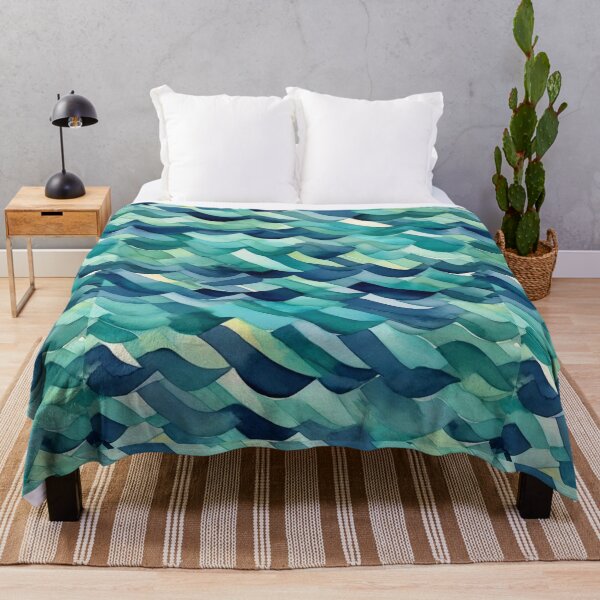 Item preview, Wave Pattern - Blue Green Retro Wave ; Curved Line designed and sold by PatternInArt.