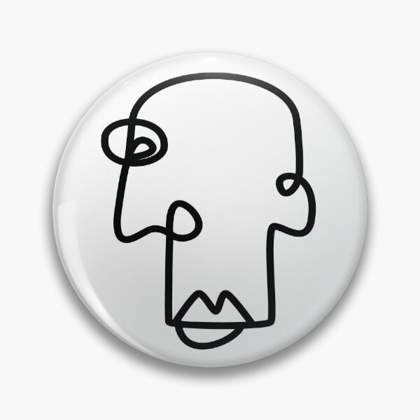 Line Drawing Simple Abstract Face Pin