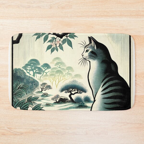 Artikelvorschau, Von Utagawa Hiroshige inspirierte japanische Holzschnittkatze entworfen und verkauft von Truck Stop One.