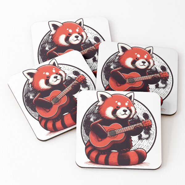Item preview, Red Panda Rockstar Cute Animal Guitar designed and sold by TKsTees.