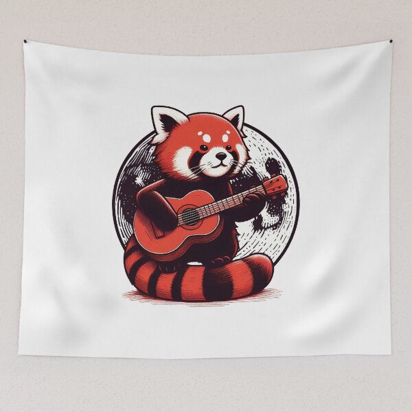 Item preview, Red Panda Rockstar Cute Animal Guitar designed and sold by TKsTees.