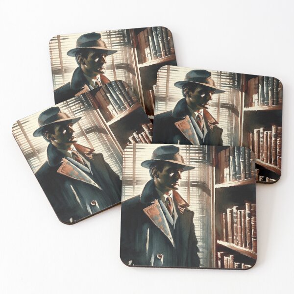 Item preview, Noir Vintage Detective Behind the Bookshelf designed and sold by RESToRAPTOR.
